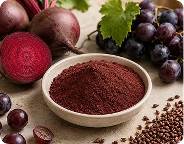 Grape skin powder with whole fruit. Only the skin fraction is used here.